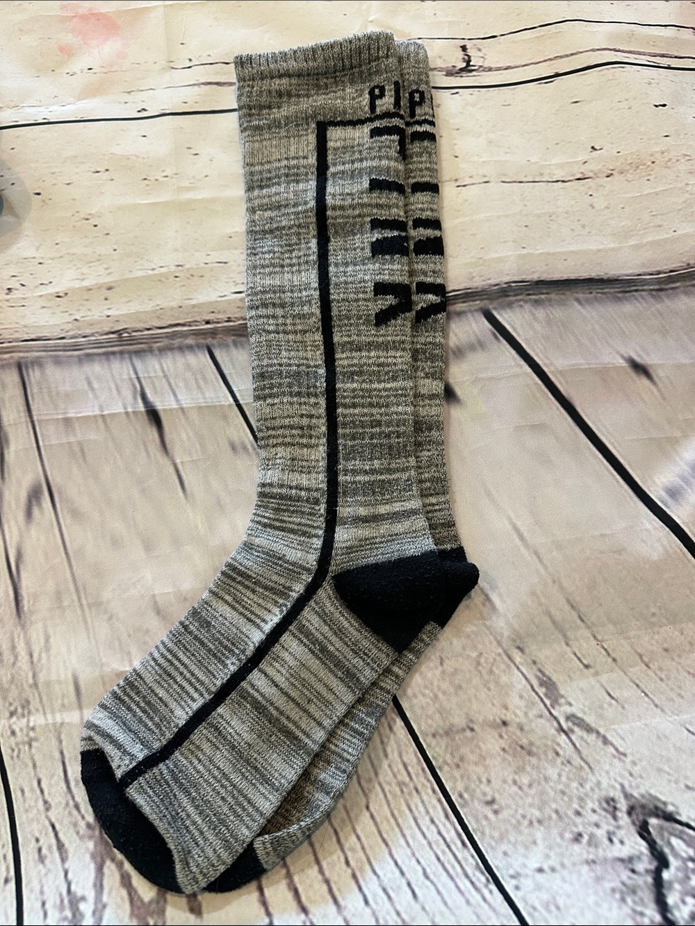 Victoria's Secret Gray Crew Socks with Black Accents
